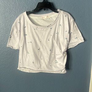 White crop top, Flowers. Small